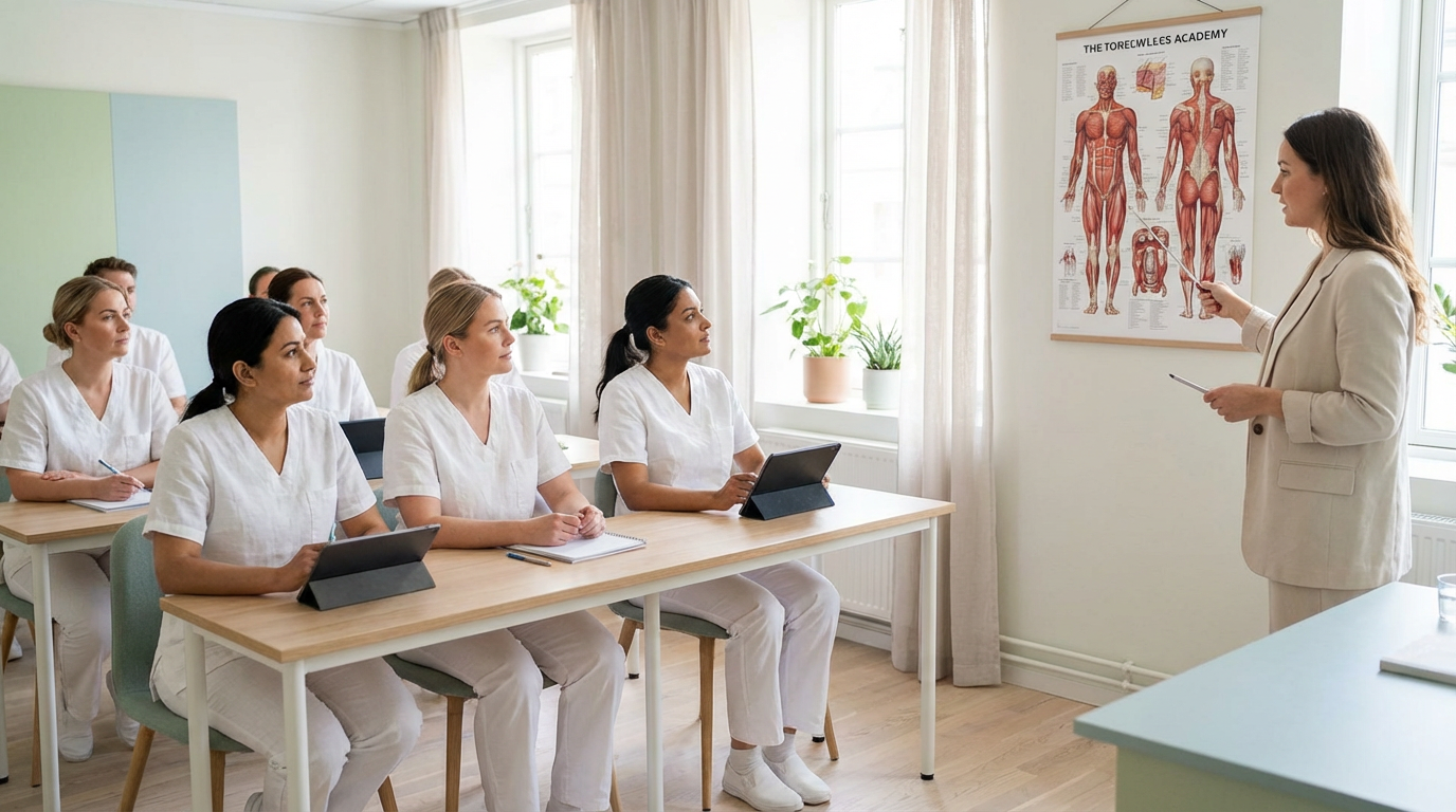 Kobiety w klasie uczą się anatomii.